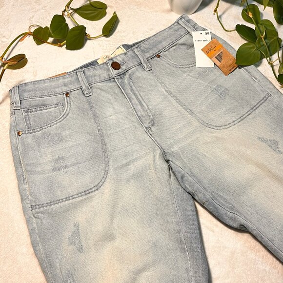 🏷️ Rachel Roy Ladd Boyfriend Carpenter Mid Rise Stone Washed Ripped Jeans Small - Picture 5 of 16